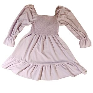 NWOT Square Neck A-line Dress W/ Smocked Bodice And Bell Sleeves